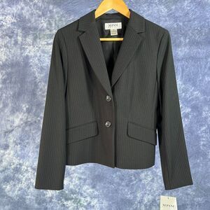 Alfani Black Pinstripe Blazer Jacket Sz 8P Office Career Work